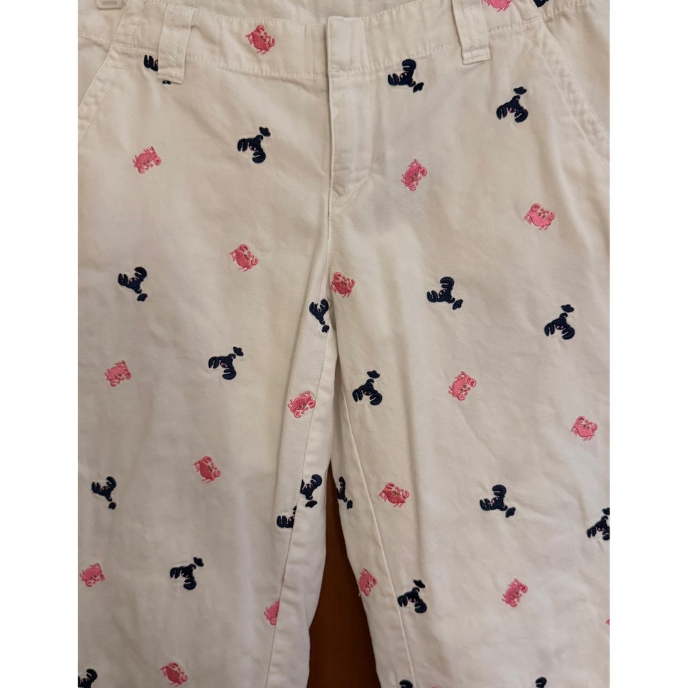 Lilly Pulitzer Cropped Lobster Pant Womens Size 2 White Cotton Preppy Resortwear